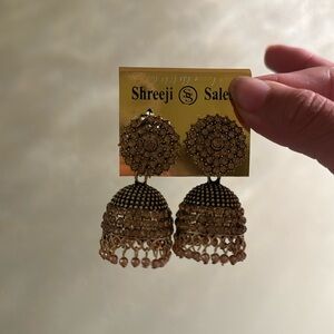 Gold Indian jhumki earrings